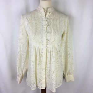 Coldwater Creek Button Down Size XS White Lace
